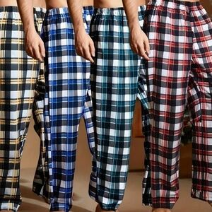 (4pk) Plaid Men's Loungewear PJ Pants - Multi-Color - Sz Lg - Qty 4 Pk